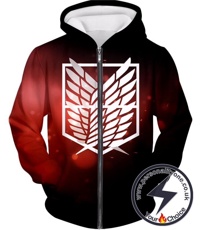 Attack on Titan Cool Survey Corps Emblem Zip Up Hoodie